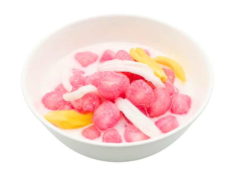 ทับทิมกรอบ เม็ดใหญ่เคี้ยวกรุบ ในน้ำกะทิอบควันเทียนหอมเย็นชื่นใจ ร้านคัม ขอนแก่น Tub Tim Krob (Crispy Red Rubies in Coconut Milk) at Come Khon Kaen